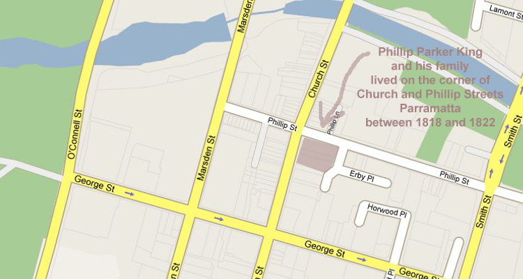 Map Parramatta, Corner of Church and Phillip Sts Parramatta